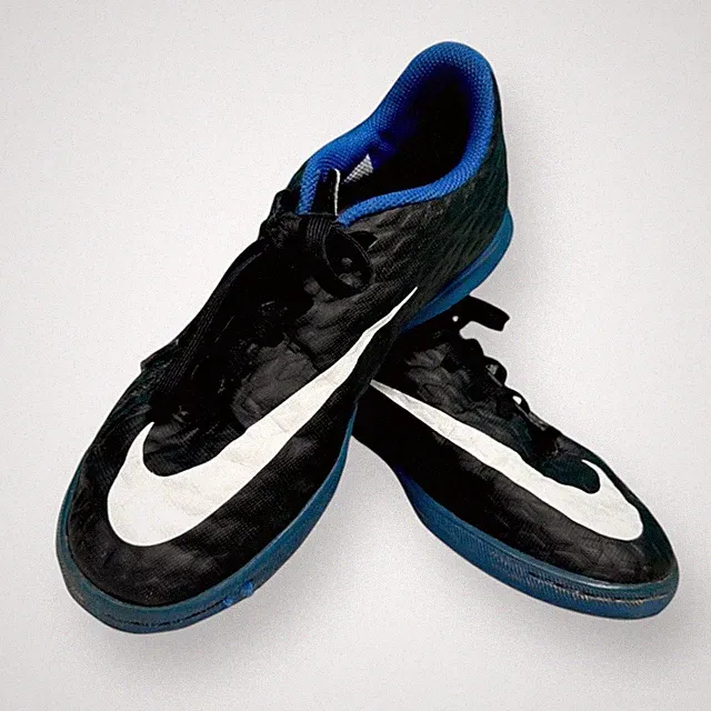 Nike HypervenomX Turf Cleats Size 4 Youth Black and Blue Indoor Soccer Shoes