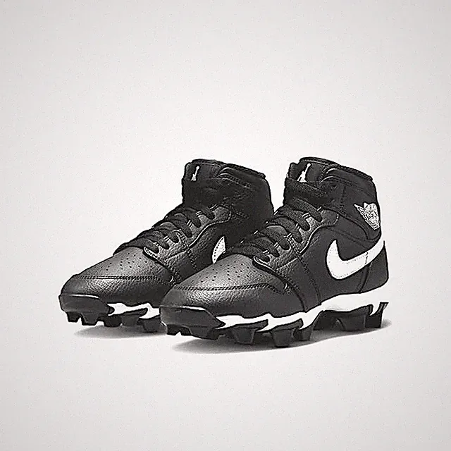 Nike Jordan 1 Mid Little/Big Kids' Football Cleats, Size 11 Color Black/White