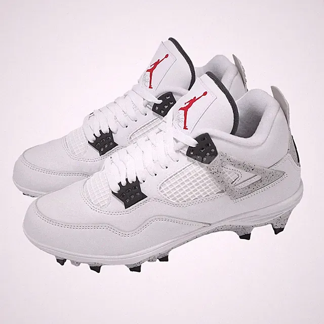 Nike Jordan 4 Retro TD White Cement Cleat Men Soccer Football AJ4 HQ0207-106