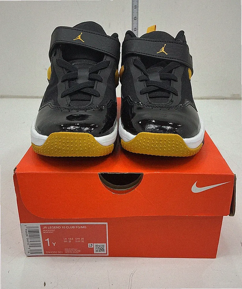 Nike Jordan Legend 10 Club FG/MG Youth Soccer Cleats Black Yellow Size 1Y