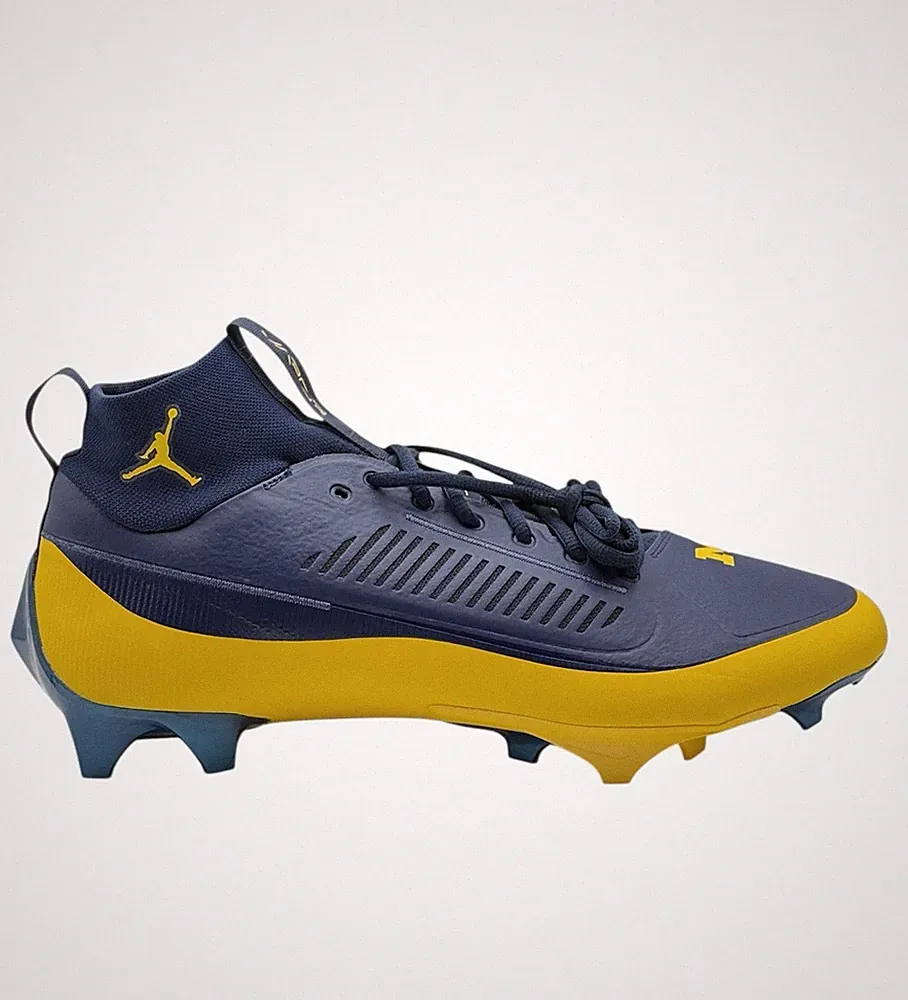 Nike Jordan Vapor Edge Pro 2 Men Size 16 PE Michigan Wolverines Cleats Nby Blue