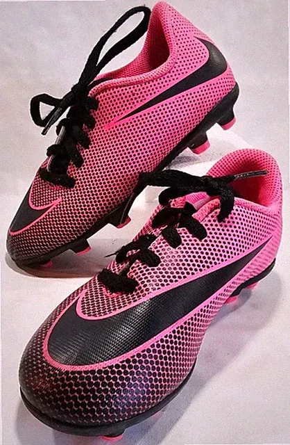 Nike JR Bravata II FG Soccer Cleats Black/Pink 844442-600 Size 11c