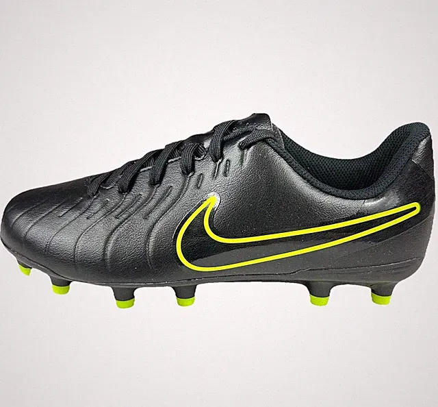 Nike Jr. Legend 10 Club FG/MG Soccer Cleats Youth Size 5Y Black/Volt New In Box