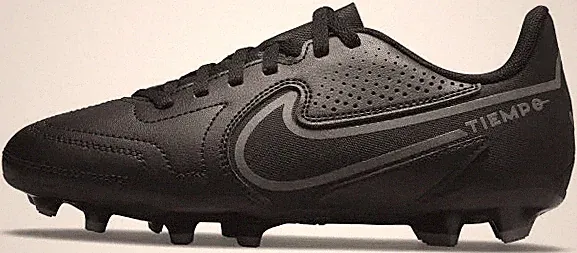 Nike Jr Legend 9 Club FG/MG Kids Soccer Cleats Black Grey Big Kid Size 5 NWOB