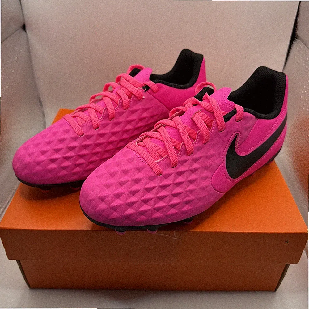 Nike Jr Legend Tiempo 8 Club FG/MG Youth Soccer Cleats. Pink Blast/Black Size 4Y