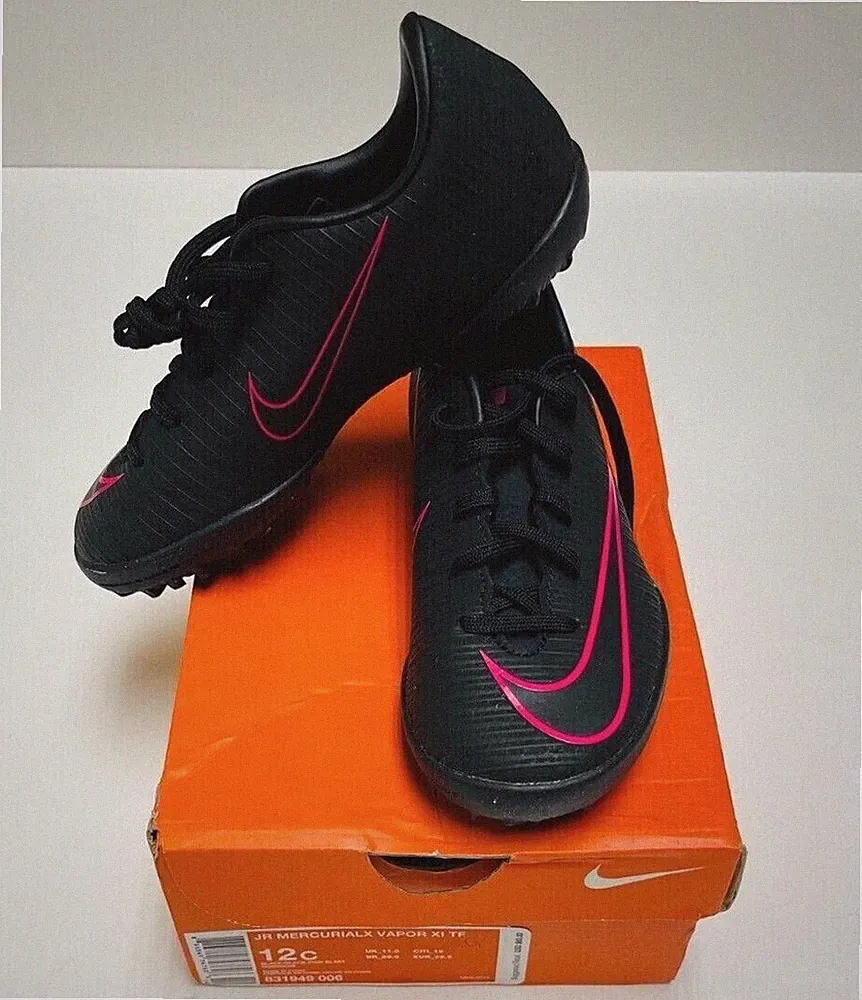 Nike Jr. Mercurial Vapor XI Turf Kids Soccer Shoes Black-Pink