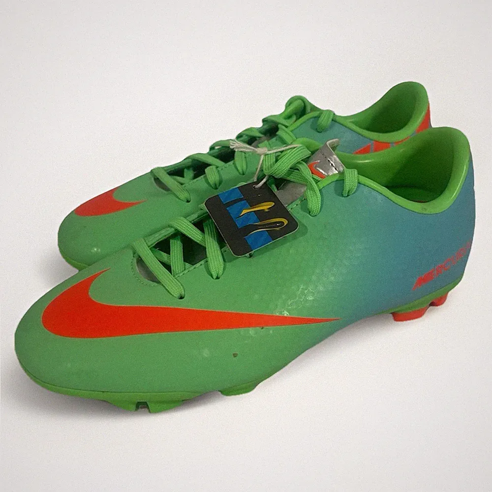 Nike Jr Mercurial Victory IV FG Soccer Cleats Kids 2Y Crimson Blue/Lime Green