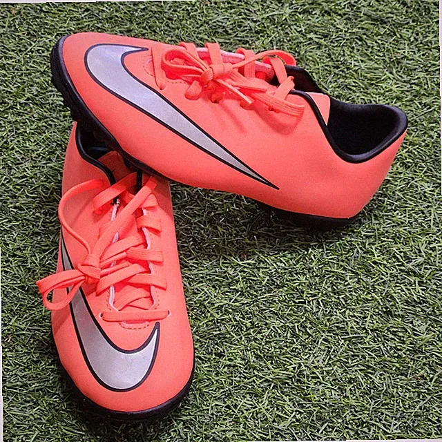 Nike Jr. Mercurial Victory V Turf Kids Soccer Shoes Mango-Silver-Black