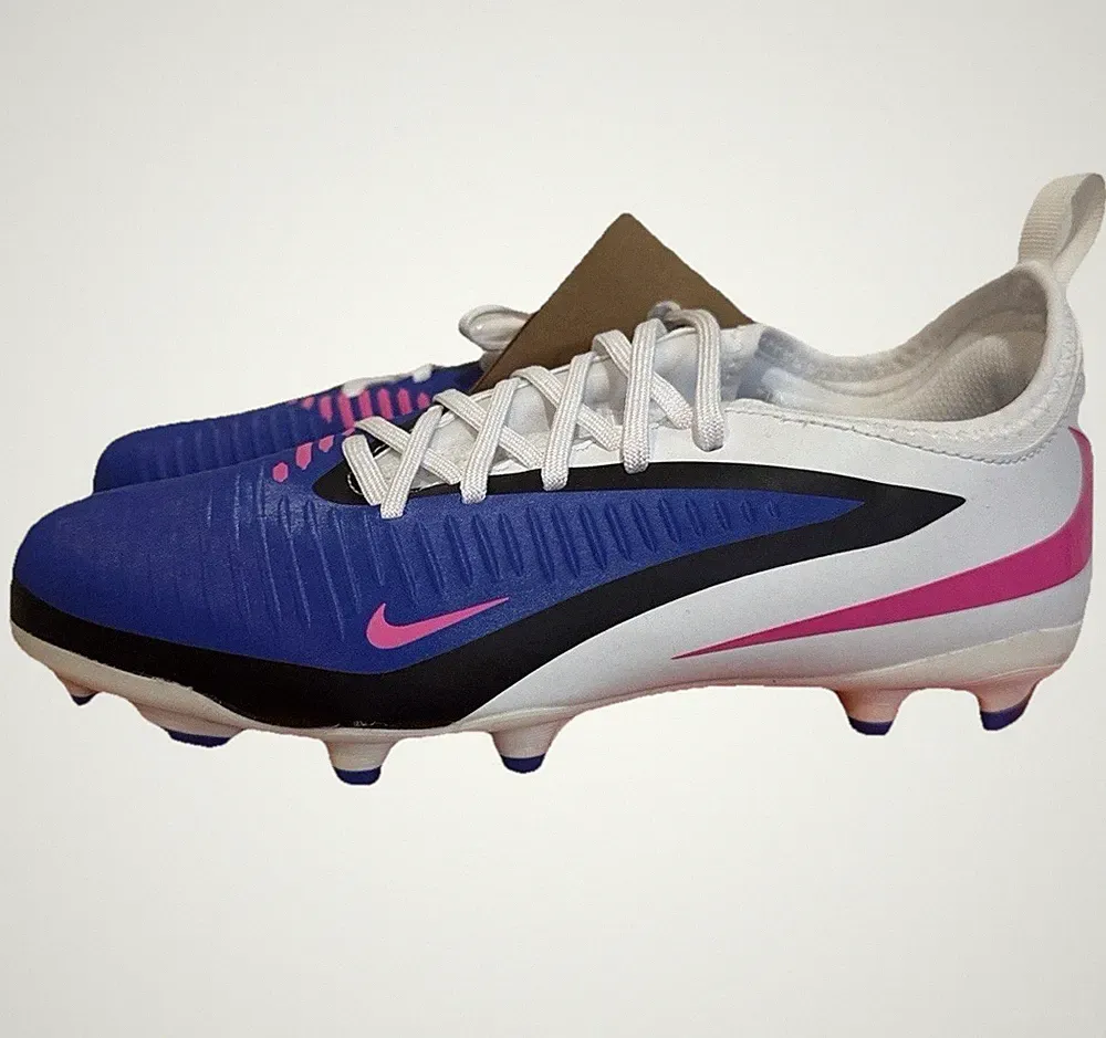 Nike JR Phantom 6 Low Unisex Soccer Cleats Blue Pink White Youth US Size 4.5Y