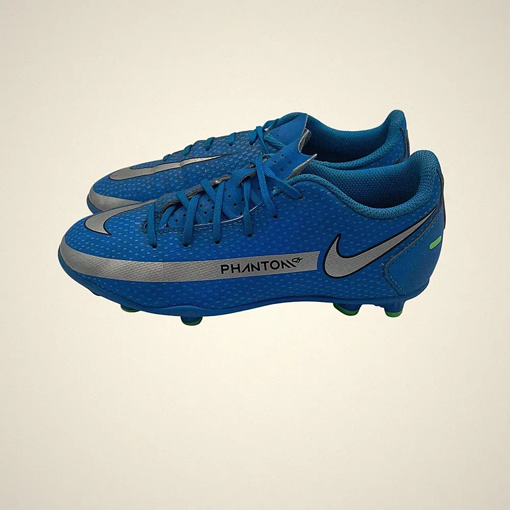 Nike Jr Phantom GT Club FG Soccer Cleats Blue Metallic Silver Youth Kids 2