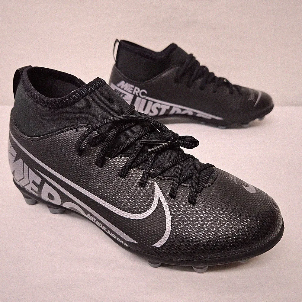 Nike Jr Superfly 7 Club FG/MG Soccer Cleats AT8150-001 Black Grey Kids Size 2Y