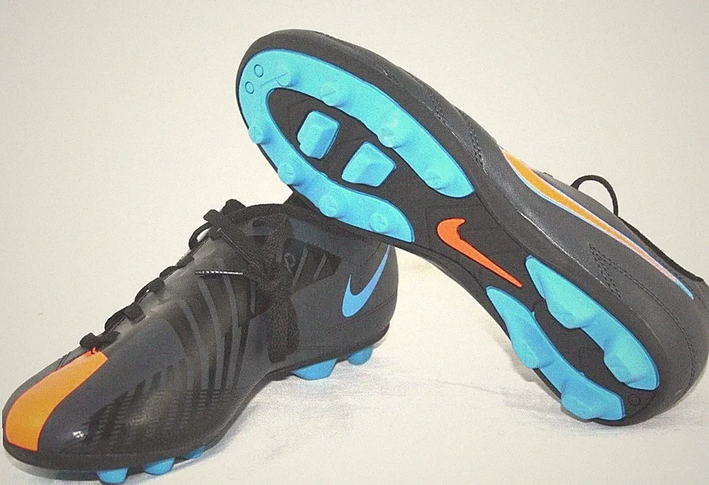 NIKE JR T90 Exacto Black Orange Blue Soccer Cleats 509015-084 KIDS SHOE