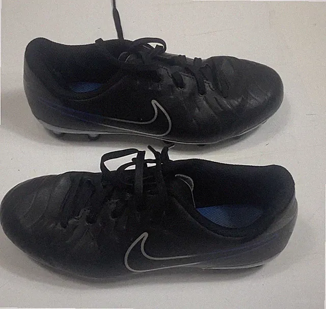 Nike Jr Tiempo Legend 10 Club Soccer Cleats Black Blue DV4352-040 Kids Size 2.5Y