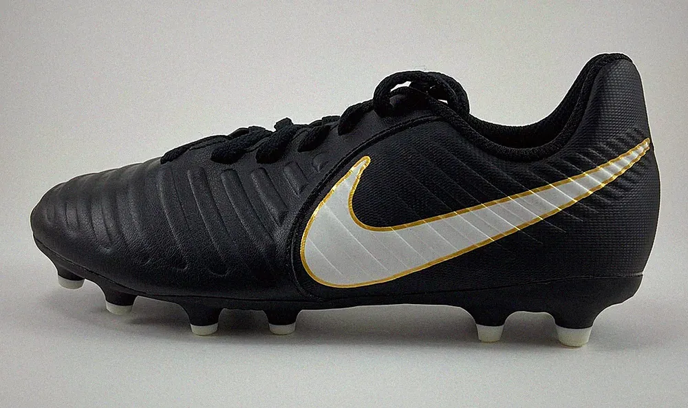 NIKE JR TIEMPO RIO IV BLACK/WHITE CLEATS SOCCER FOOTBALL BOYS KIDS YOUTH SIZES