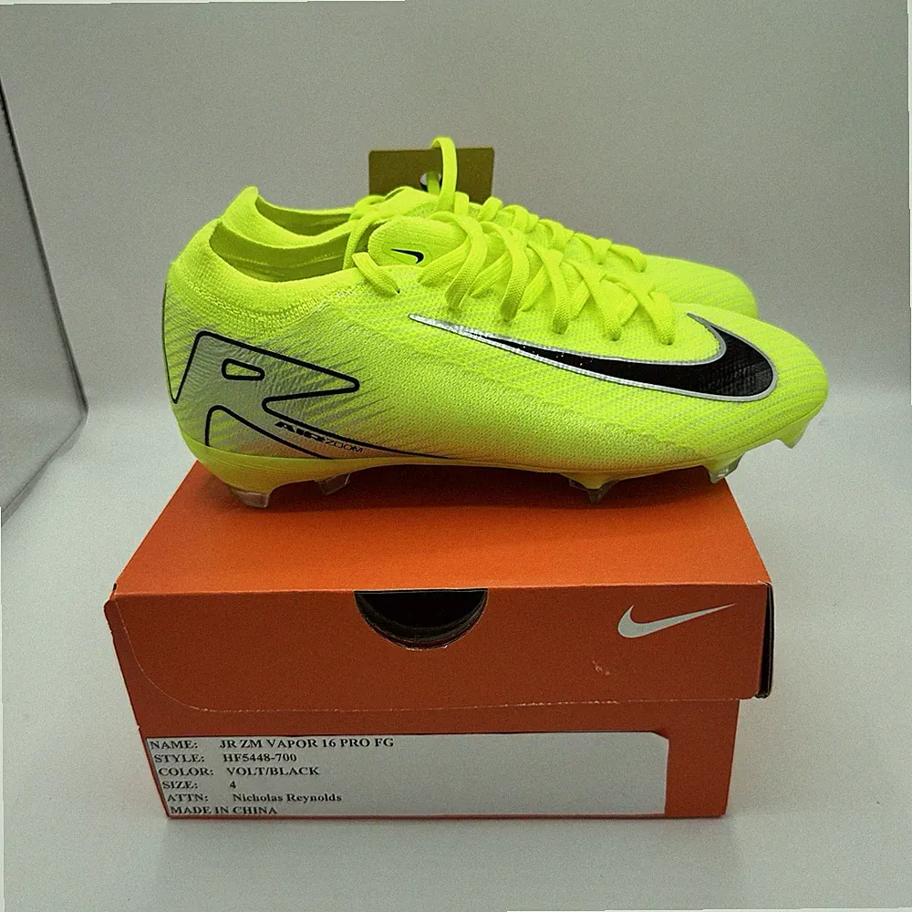 Nike Jr Zm Mercurial Vapor 16 Pro Big Kids FG Low Soccer Cleats Sz 4 HF5448-700