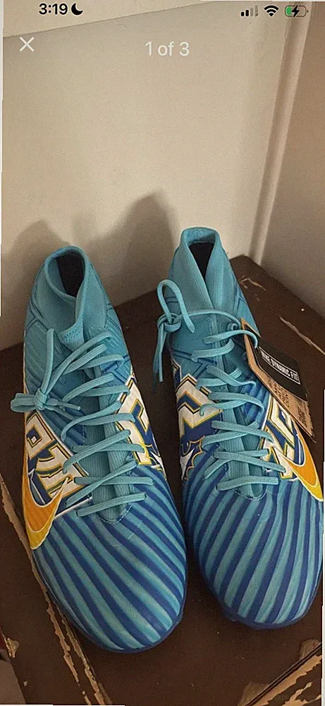 Nike Kylian Mbappé Men's Soccer Turf Shoes Mid Top Blue/Yellow