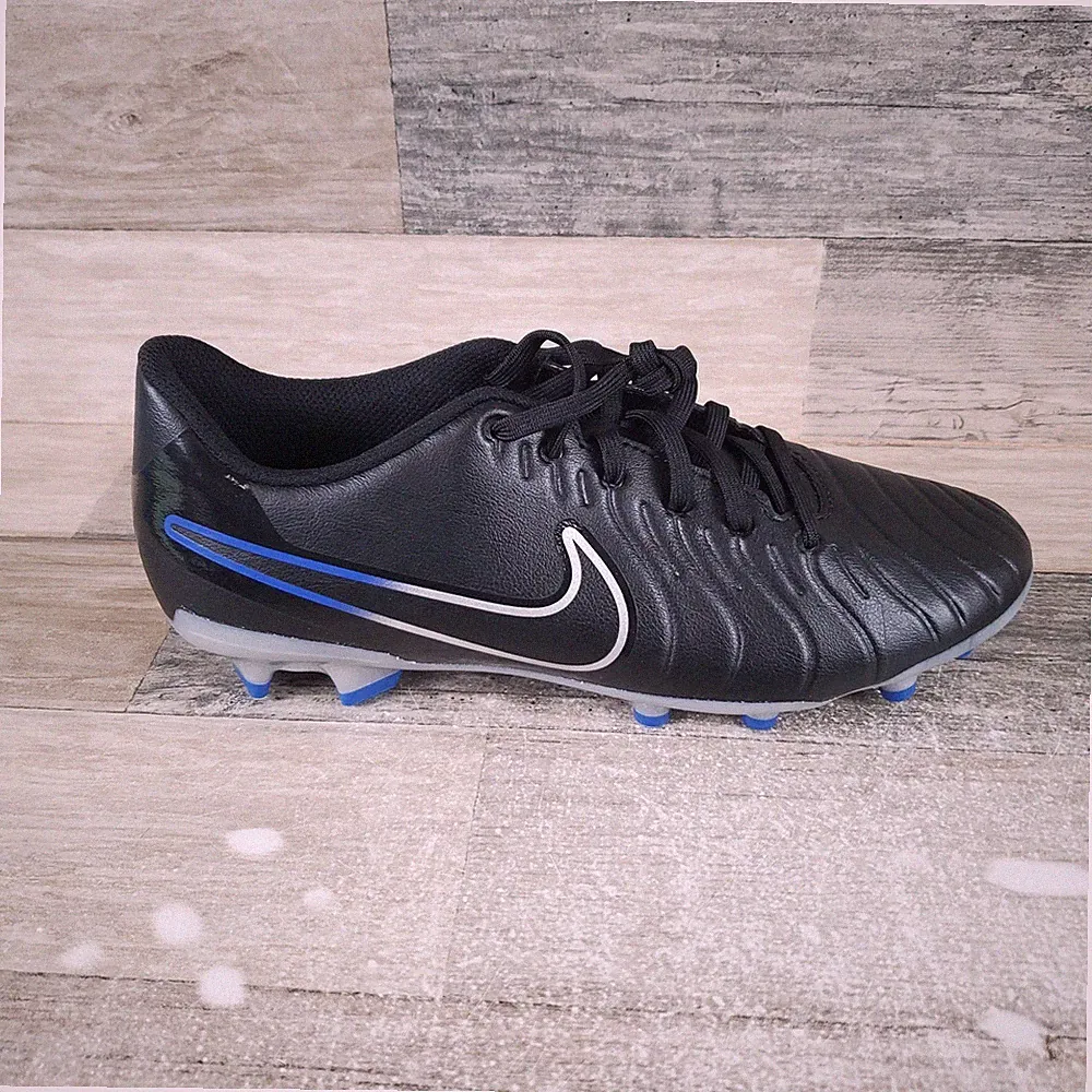 Nike Legend 10 Club Mens Cleats Sz 8 Black Bright Blue Lace-Up Soccer Cleat