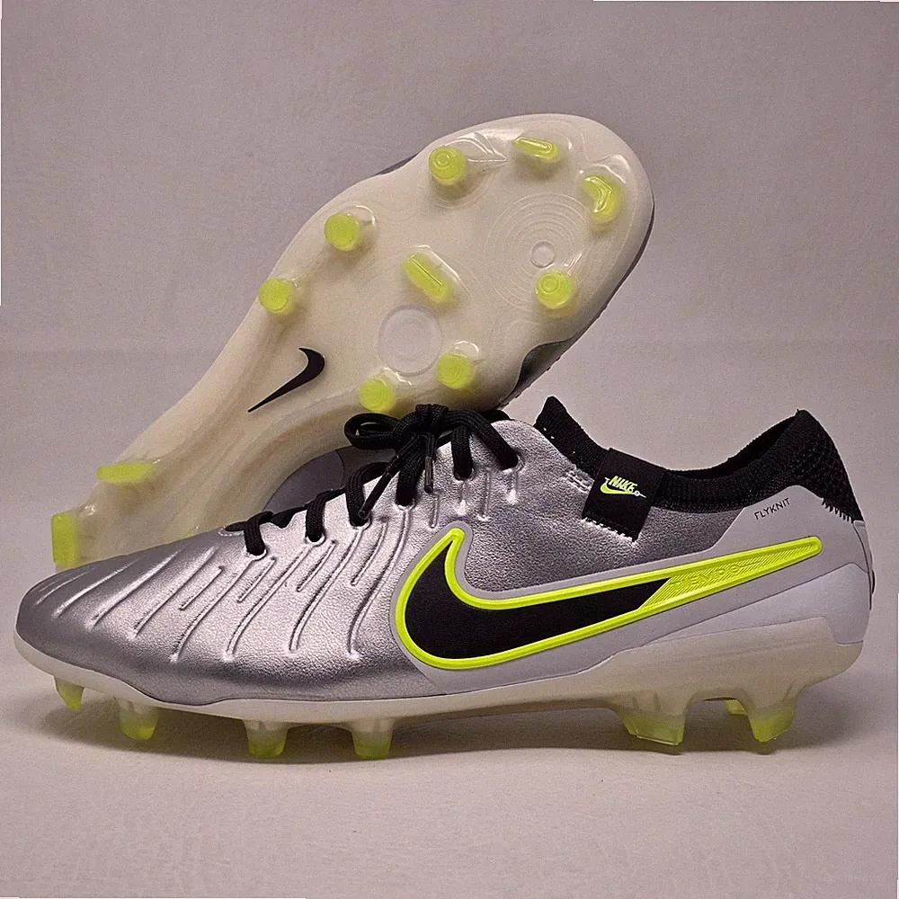 Nike Legend 10 Elite FG Pro Men Size 9 Soccer Cleats Metallic Silver HF8980-001