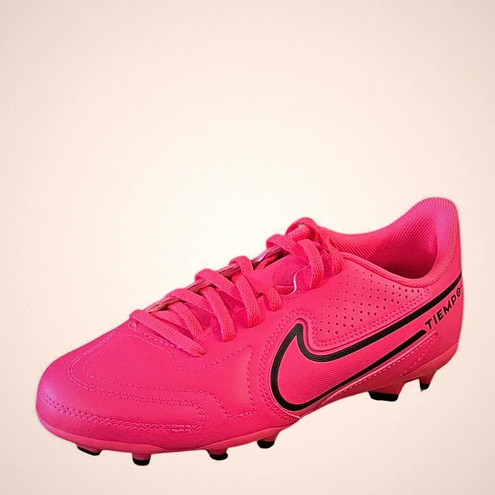 Nike Legend Tiempo 9 Club FG/MG Girls Pink Soccer Cleats Size 5.5 Youth