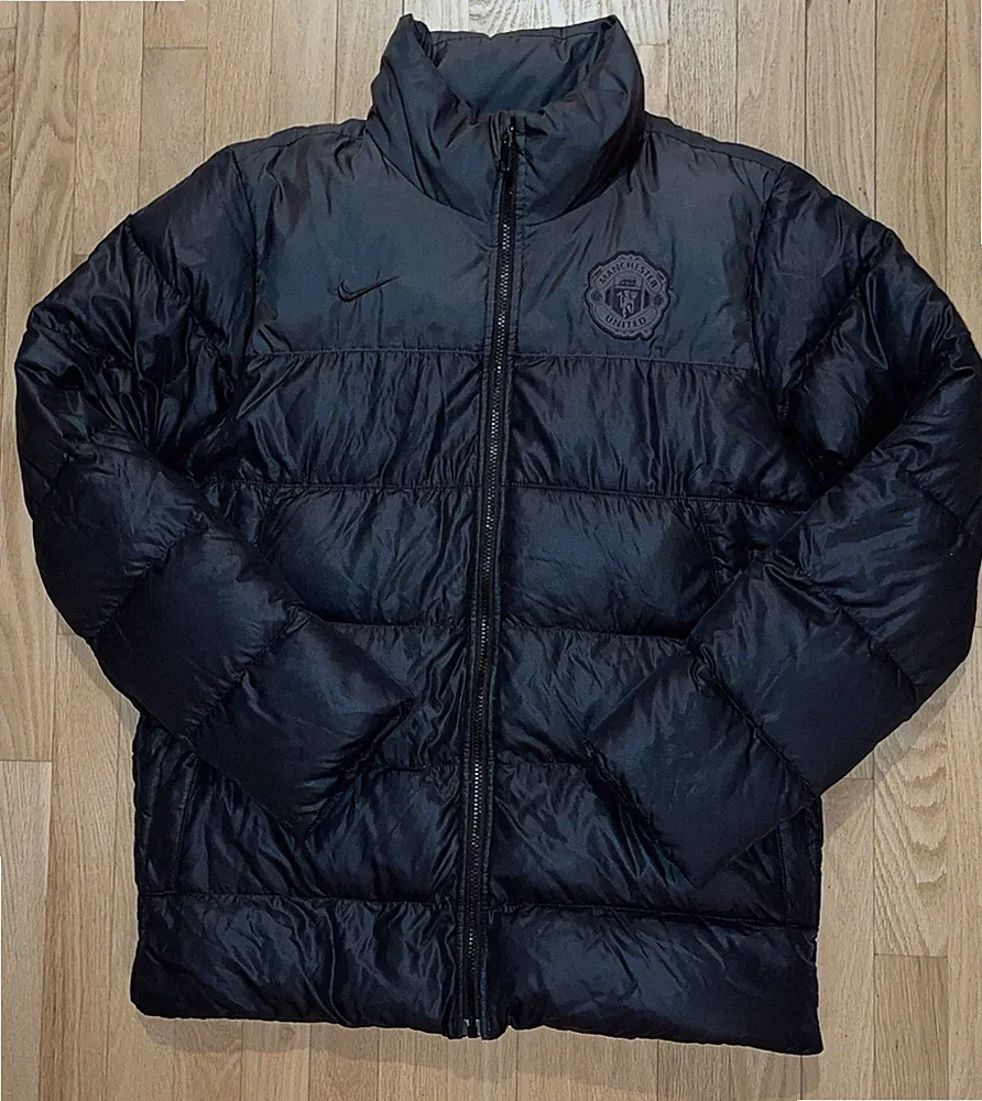 Nike Manchester United Soccer Black Down Fill Winter Jacket Coat Mens Sz Large L