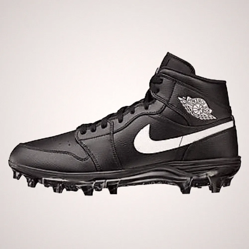 Nike Men's Jordan 1 Mid TD Soccer Cleats, Black White Black, Size 11