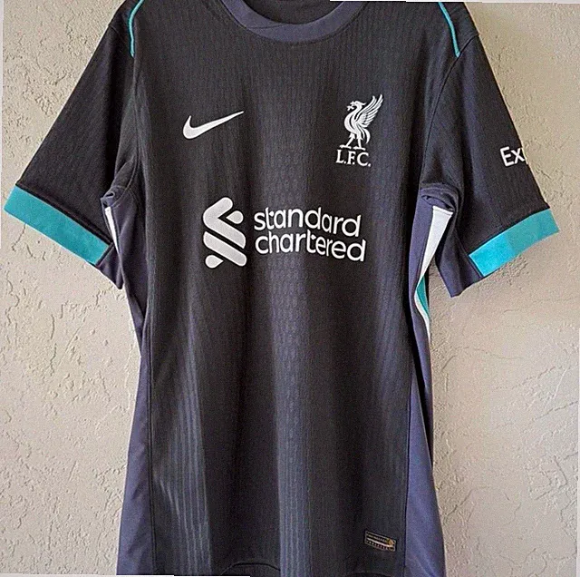 Nike Men's Liverpool F.C. 2024/25 Away Authentic Black Teal White Size US Medium