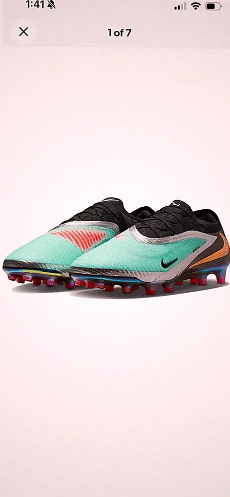 Nike Men's Phantom 6 Low Elite AG Soccer Cleats, Chrome/Black Size 8.5 Ships Now