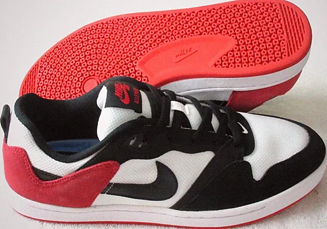 Nike Men's SB Alleyoop Classic Skate Shoes White Black University Red Size 10