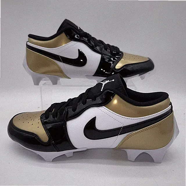 Nike Men's Size 12.5 Jordan 1 Low TD (FJ6245 701) Gold/Black Football Cleat