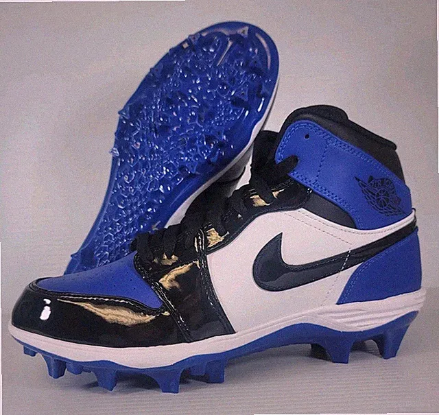 Nike Men's Size 8.5 Jordan 1 Mid TD FJ6805 401 Game Royal/Black Football Cleats