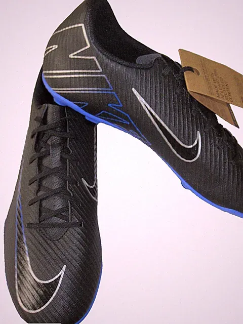 Nike Men's Vapor 15 Club FG/MG Soccer Cleats Black Chrome Hyper Royal Size 12