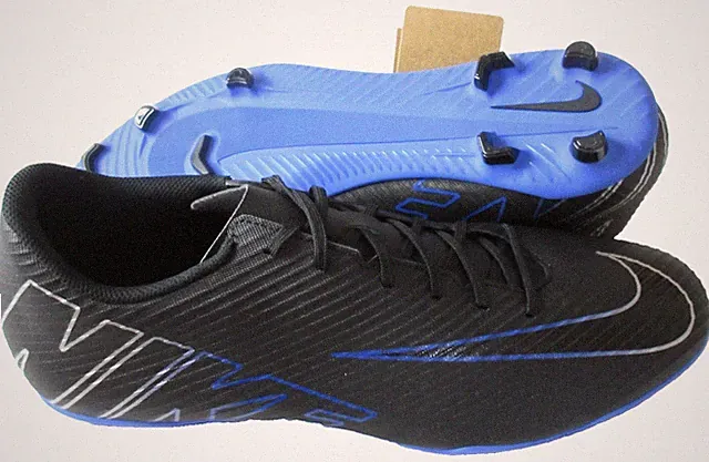 Nike Men's Vapor 15 Club FG/MG Soccer Cleats Black Chrome Hyper Royal Size 13