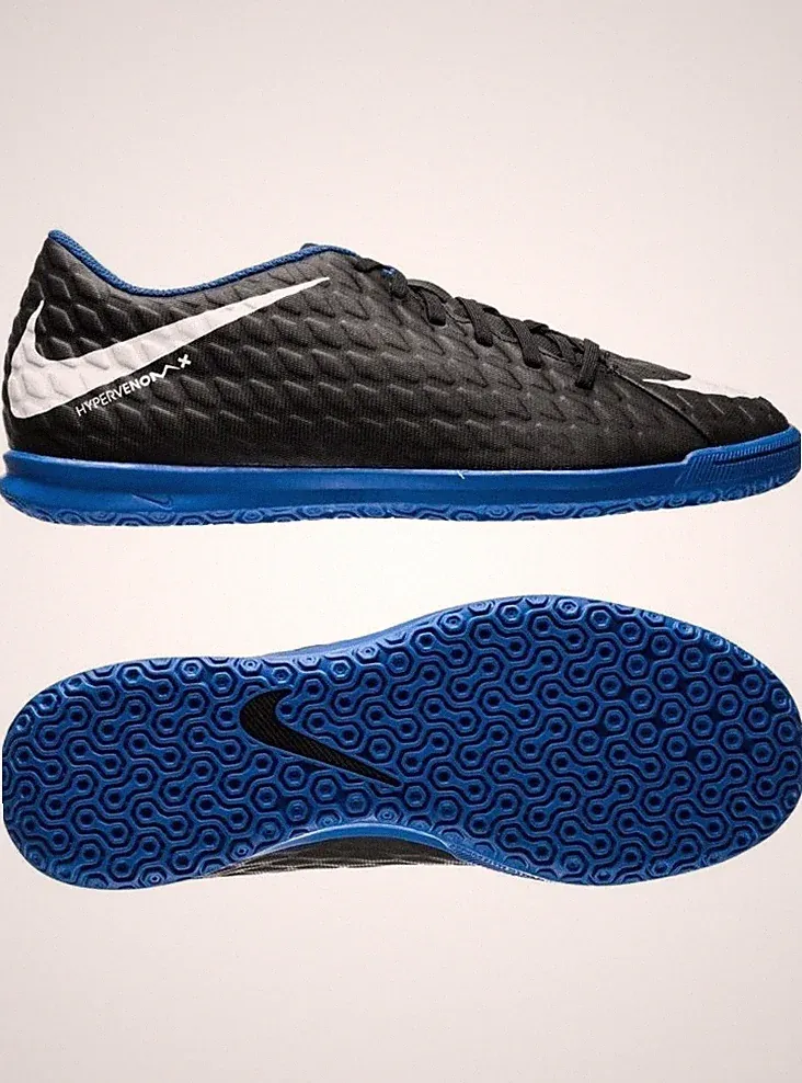 Nike Mens Black And Blue HypervenomX Phade Indoor Soccer Cleats New 11IC 6.5