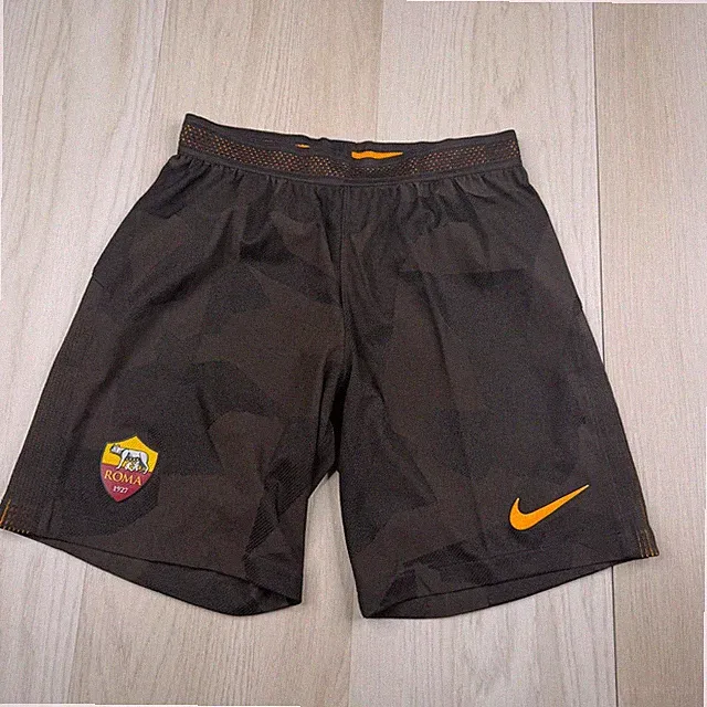 Nike Mens Brown 2017/18 AS Roma Third Swoosh Logo Football Shorts Size Small