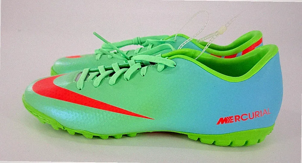 Nike Mercurial 555615-380 Mens SZ 7.5 Green Blue Indoor Soccer Shoes Cleats New