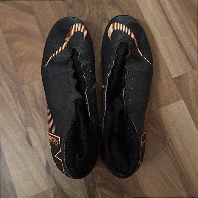 Nike Mercurial Black Orange Plastic Lace Up Soccer Cleats Synthetic Low Top