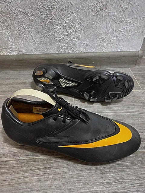 NIKE MERCURIAL GLIDE FG BLACK ORANGE SOCCER CLEATS FOOTBALL BOOTS US8.5 UK7.5