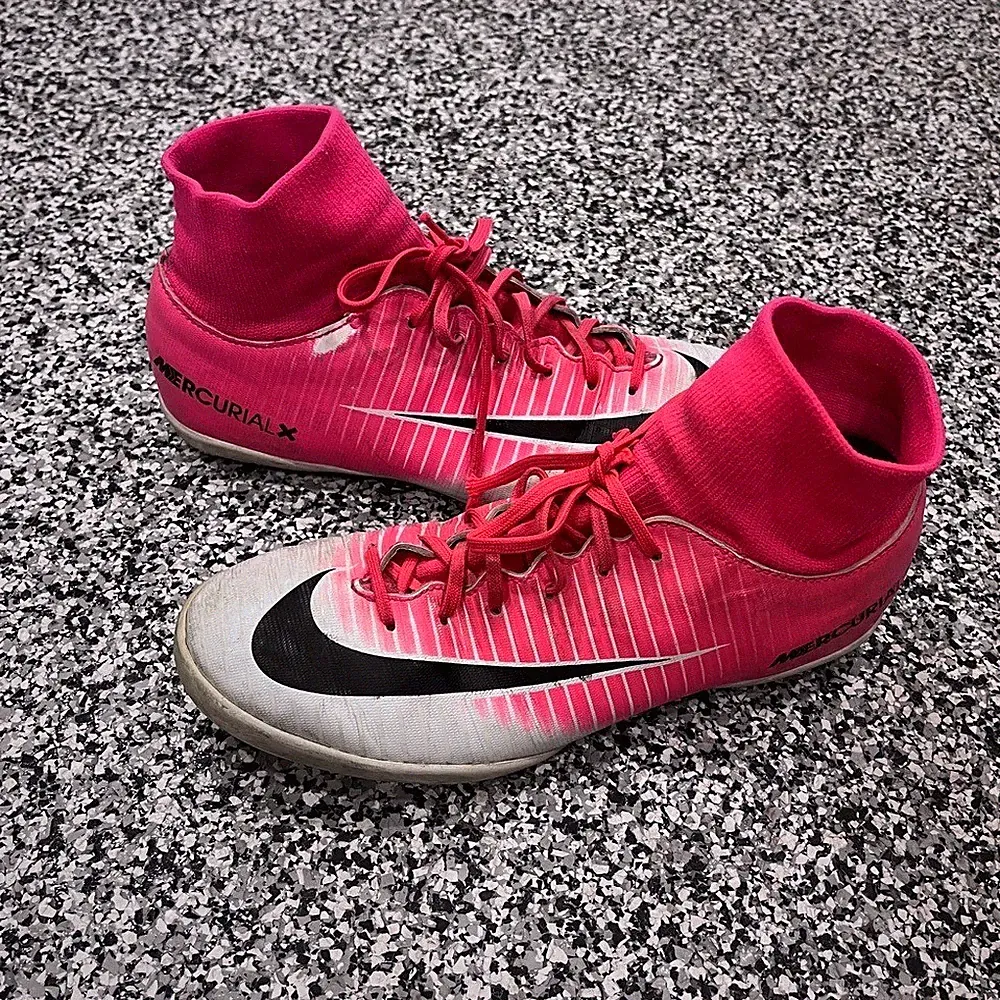 Nike Mercurial Hot Pink and White Soccer Cleats