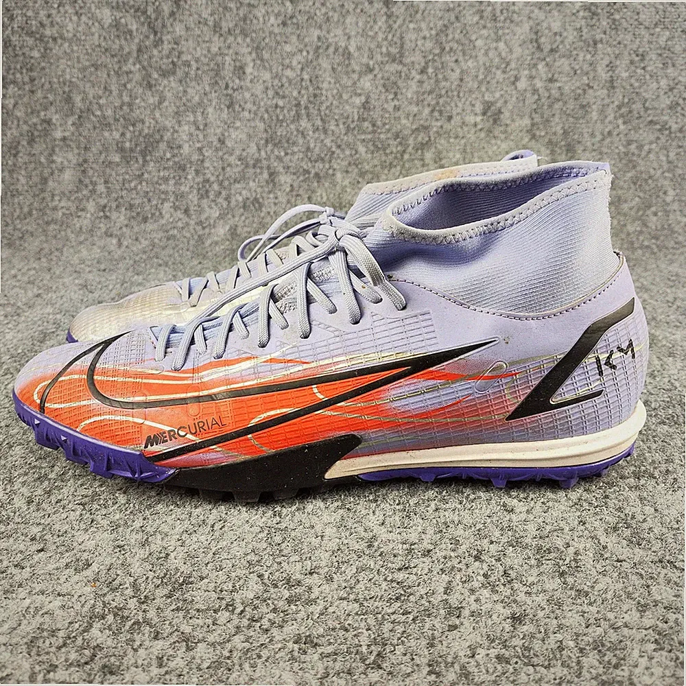 Nike Mercurial KM Shoes Mens Size 10.5 Purple Turf Soccer Cleats Mid Top