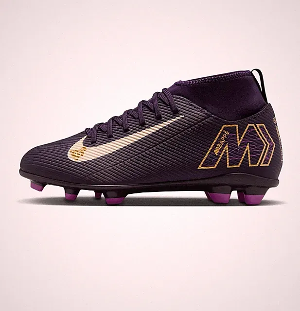 Nike Mercurial Mbappe Unisex Youth Soccer Cleats Purple Gold Football Shoes