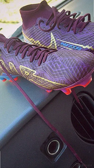 Nike Mercurial Mid-Top Lace-Up Soccer Cleats Studs Purple Blue Gold