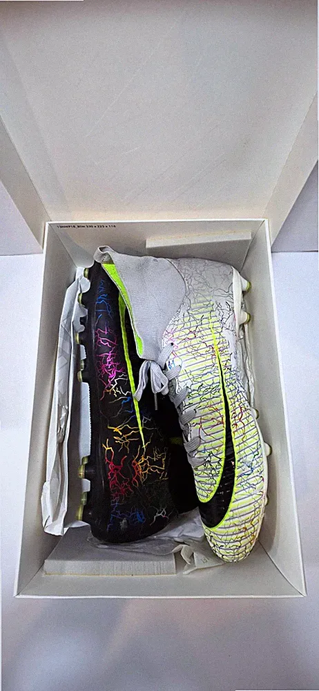 Nike Mercurial Soccer Cleats FG Mismatched Pair Multi-Color Black White Volt