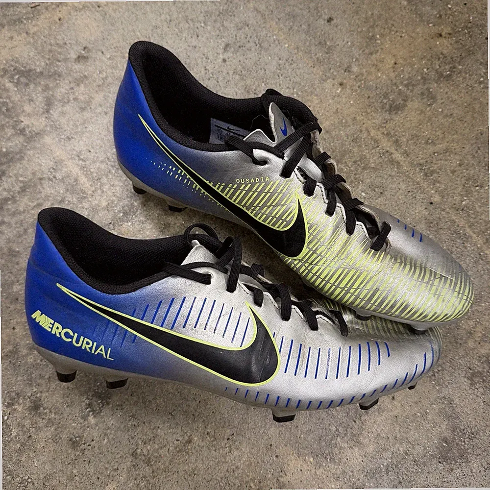 Nike Mercurial Soccer Cleats Shoes Mens 10.5 Gray Blue Firm Ground 921511-407