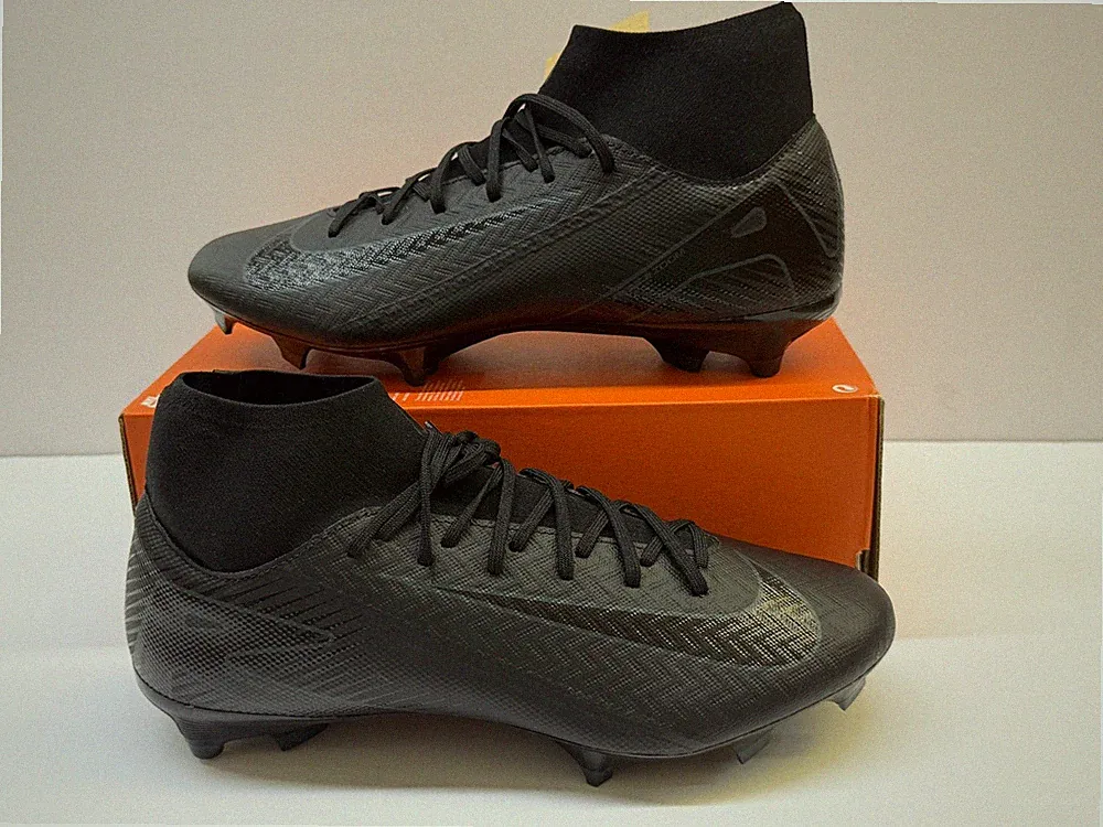 NIKE MERCURIAL SUPERFLY 10 ACADEMY MG HIGH-TOP SOCCER CLEATS MENS BLACK COLOR