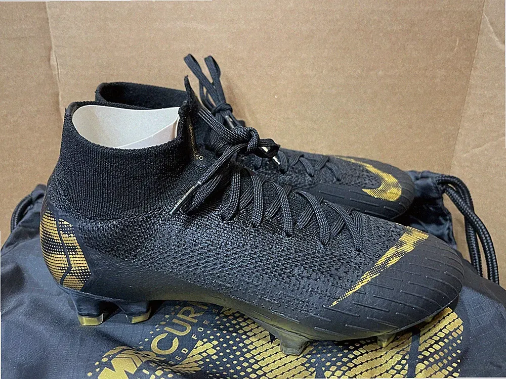 Nike Mercurial Superfly 6 Elite FG Soccer Cleats Black Gold Men's 4 AH7365-077