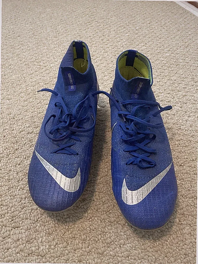 Nike Mercurial Superfly 6 Unisex Soccer Cleats Blue Silver Swoosh