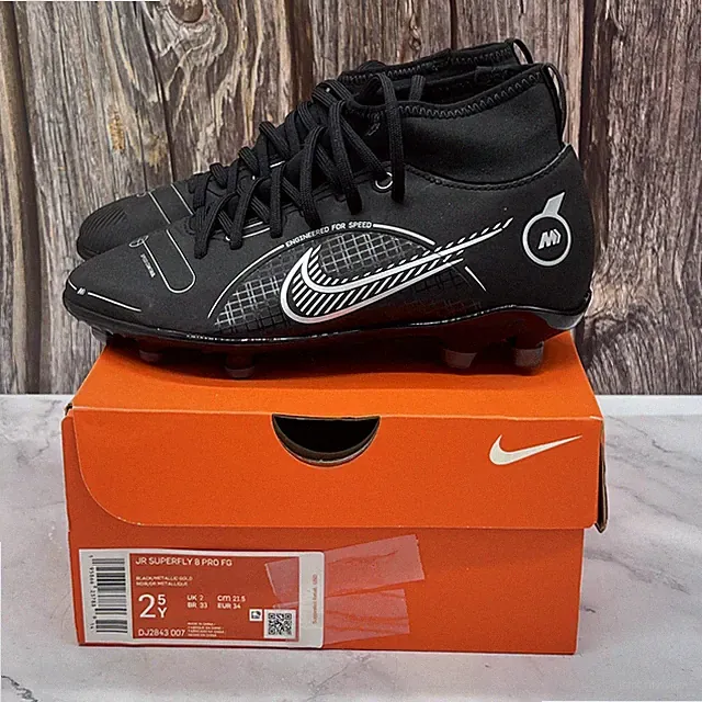Nike Mercurial Superfly 8 Pro FG Soccer Cleat Shoes Youth 2.5Y Black Gold