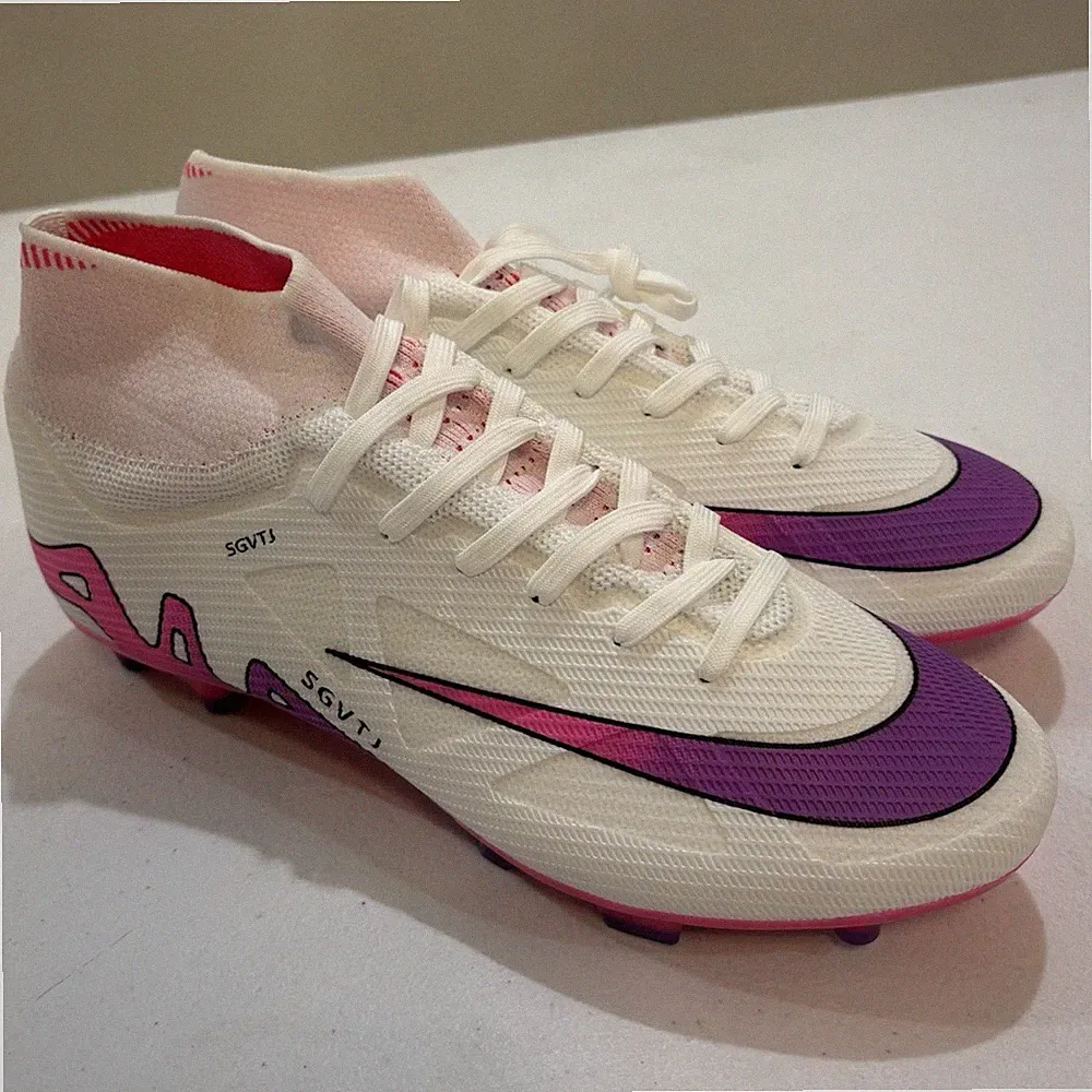 Nike Mercurial Superfly 9 Men's White Pink Purple Mid Top Lace-Up Soccer Cleats