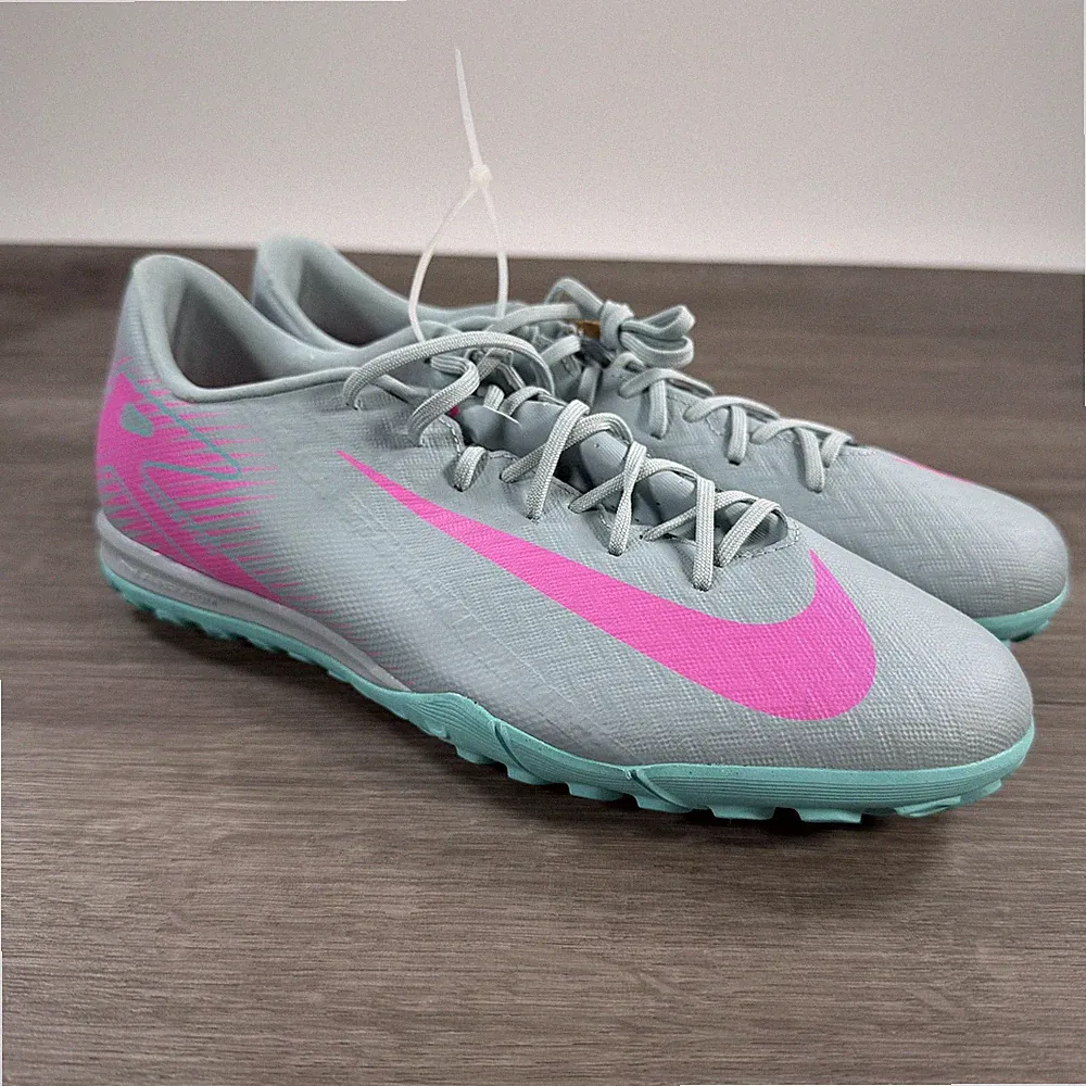 Nike Mercurial Turf Soccer Cleats Shoes Mens Size 10 Gray Pink Teal FQ8449-301