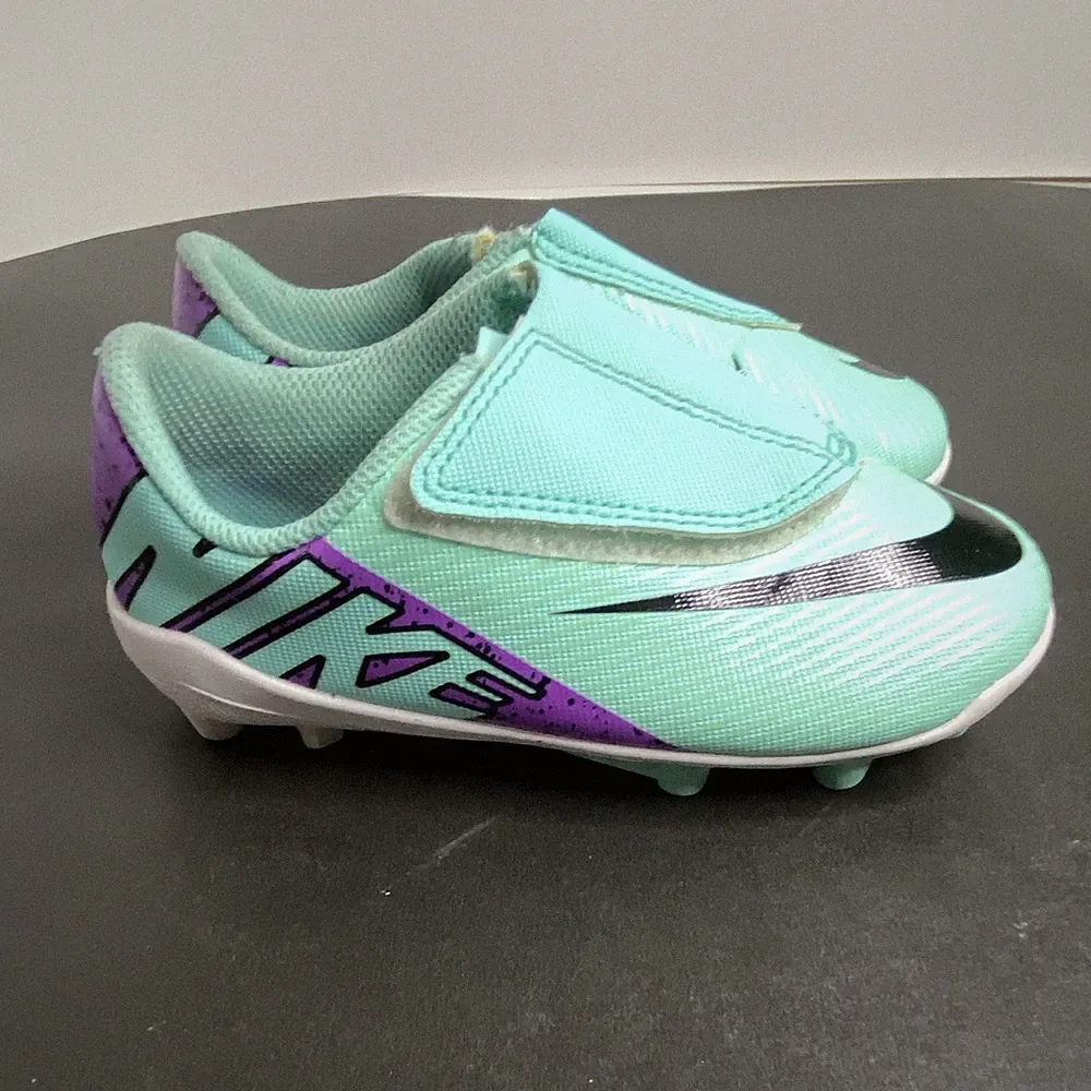 Nike Mercurial Unisex Kids Hook & Loop Soccer Cleats Green/Purple/Black US 9C